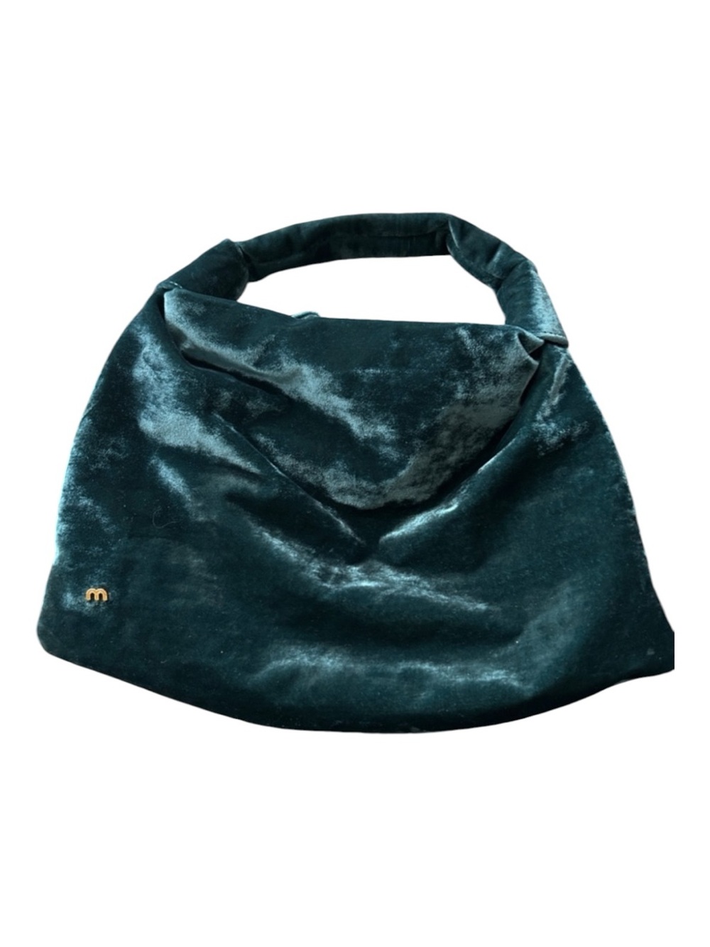 Velvet Hobo Shoulder Bag in Teal Green